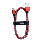 1662989 PERFEO Кабель USB2.0 A вилка - Micro USB вилка, красно-белый, длина 1 м. (U4803)