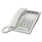142355 Panasonic KX-TS2368RUW (белый) {2 линии, конференц-связь, спикер., 30 номеров памяти, ЖКД, Flash, часы }