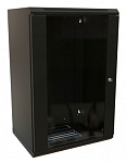 1894420 Шкаф коммутационный WRline (WR-TW-1845-GP-RAL9004) настенный 18U 600x450мм пер.дв.стекл 2 бок.пан. направл.под винты 60кг черный 370мм 908мм IP20 стал