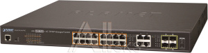 1000467345 Коммутатор Planet коммутатор/ IPv6/IPv4, 16-Port Managed 60W Ultra PoE Gigabit Ethernet Switch + 4-Port Gigabit Combo TP/SFP (400W PoE budget, SNMPv3, 802.1Q