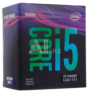 BX80684I59400F CPU Intel Core i5-9400F (2.9GHz/9MB/6 cores) LGA1151 BOX, TDP 65W, max 128Gb DDR4-2666, BX80684I59400FSRF6M