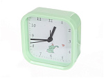 1863841 Perfeo Quartz часы-будильник "PF-TC-012", квадратные 9,5*9,5 см, зелёные