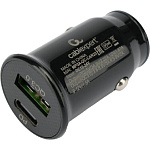 11035086 Cablexpert Автомобильное зарядное устройство 20Вт, 3А, QC3.0/PD, 1xUSB, 1xType-C, черный, пакет (MP3A-UC-CAR23)