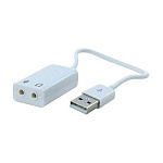 1452376 ORIENT Адаптер с кабелем AU-01SW, USB to Audio, 2 x jack 3.5 mm для подключения гарнитуры к порту USB, белый