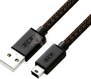 1000726460 GCR Кабель PROF 2.5m USB 2.0, AM/mini 5P, черно-прозрачный, 24/22 AWG, экран, армированный, морозостойкий, GCR-51880