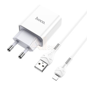 1882782 HOCO HC-27947 C81A/ Сетевое ЗУ + Кабель Lightning 1m/ 1 USB/ Выход: 10.5W/ White
