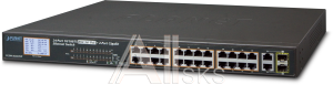 1000467286 Коммутатор Planet коммутатор/ 24-Port 10/100TX 802.3at PoE + 2-Port Gigabit TP/SFP Combo Ethernet Switch with LCD PoE Monitor (300W)