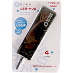 1644596 5bites HB34C-311BK Концентратор 4*USB3.0 / TYPE-C PLUG / BLACK