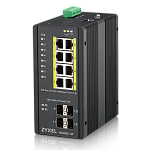 RGS200-12P-ZZ0101F Коммутатор Zyxel Networks Промышленный L2 PoE+ Zyxel RGS200-12P, 8xGE PoE+, 4xSFP, крепление на стену/DIN-рейку, IP30, два источника питания DC, бюджет PoE 240 Вт
