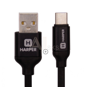 1662458 Harper Силиконовый Кабель для зарядки и синхронизации USB - USB type-C , SCH-730 black (1м, способны заряжать устройства до 2х ампер)