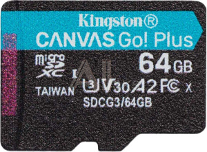 1380012 Карта памяти MICRO SDXC 64GB UHS-I SDCG3/64GBSP KINGSTON