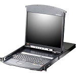 1000199301 Переключатель консоли электронный, 8 портов PS/2, ж/к экран 17", клав. рус/лат.(Макс. разрешение 1280*1024, макс.частота верт. развертки 75Hz, зерно