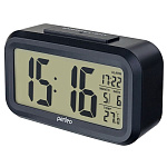 1738825 Perfeo Часы-будильник "Snuz", чёрный, (PF-S2166) время, температура, дата