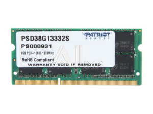 1213960 Модуль памяти для ноутбука SODIMM 8GB PC10600 DDR3 PSD38G13332S PATRIOT