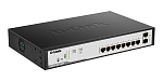 D-Link DGS-1100-10MP/C1A, L2 Smart Switch with 8 10/100/1000Base-T ports and 2 1000Base-X SFP ports (8 PoE ports 802.3af/802.3at(30 W), PoE Budget 130