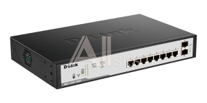 Коммутатор D-LINK DGS-1100-10MP/C1A, L2 Smart Switch with 8 10/100/1000Base-T ports and 2 1000Base-X SFP ports (8 PoE ports 802.3af/802.3at(30 W), PoE Budget 130