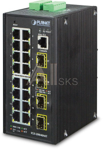 1000467437 Коммутатор Planet IGS-20040MT индустриальный управляемый коммутатор/ IP30 Industrial 16* 10/100/1000TP + 4* 100/1000F SFP Full Managed Ethernet Switch (-40 to 75