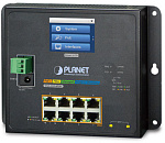 1000646702 коммутатор/ PLANET IP30, IPv6/IPv4, L2+ 8-Port 10/100/1000T 802.3at PoE + 2-Port 1G/2.5G SFP Wall-mount Managed Switch with LCD touch screen (-20~70