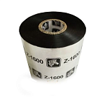 01600BK11045 Zebra Wax Ribbon, 110mmx450m (4.33inx1476ft), 1600; Standard, 25mm (1in) core, 18/box