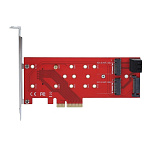 1862139 ORIENT C298E, Переходник PCI-E 4x->NGFF (M.2) M-key PCI-E SSD + 2xSATA->2xNGFF (M.2) B-key SSD, тип 2230/2242/2260/2280, SATA кабель - 2шт. в комплект