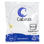 1485283 Cabeus PC-TEL-RJ12-3m Патч-корд 6p4cтелефонный, 3 м, белый