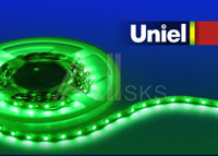 04916 Лента светодиодная ULS-3528-60LED/m-8mm-IP33-DC24V-4,8W/m-5M-GREEN катушка в герметичной упаковке