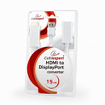 1804136 Cablexpert Конвертер HDMI->DisplayPort, HD19M+USBxHD20F, белый (DSC-HDMI-DP-W)