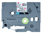 TZEMPPH31 Brother TZe-MPPH31 - ламинированная лента, черный на белом с розовыми сердечками, 12 мм х 4 м