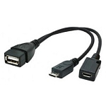 1449256 Cablexpert Кабель USB 2.0 OTG USBAF/MicroBM, 0.15м, с доп питанием, пакет (A-OTG-AFBM-04)