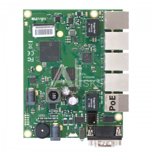 RB450Gx4 Маршрутизатор MIKROTIK RouterBOARD 450Gx4 with four core 716MHz Atheros CPU, 1 GB RAM, 5 Gigabit LAN ports, PoE OUT on port #5, RouterOS L5