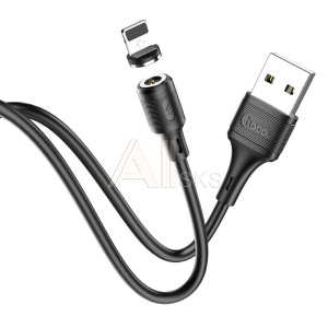 1882921 HOCO HC-35522 X52/ USB кабель Lightning/ Магнитный: только зарядка/ 1m/ 2A/ Нейлон/ Black