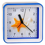 1863832 Perfeo Quartz часы-будильник "PF-TC-010", квадратные 14,8*14,8 см, подвес на стену, звезда