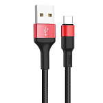 1882897 HOCO HC-80251 X26/ USB кабель Type-C/ 1m/ 2A/ Нейлон/ Black&Red