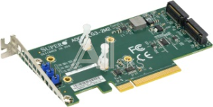 AOC-SLG3-2M2-O Supermicro AOC-SLG3-2M2 Low Profile PCIe Riser Card supports 2 M.2 Module