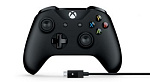 1052697 Геймпад Microsoft Xbox One + Беспроводной ПК адаптер черный USB Беспроводной виброотдача обратная связь