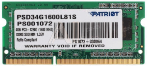3204731 Модуль памяти для ноутбука SODIMM 4GB DDR3L-1600 PSD34G1600L81S PATRIOT