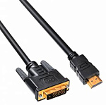 817224 Кабель Buro HDMI (m) DVI-D (m) 10м (HDMI-19M-DVI-D-10M) феррит.кольца черный