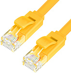 1000498420 Greenconnect Патч-корд PROF плоский прямой 0.25m, UTP медь кат.6, желтый, позолоченные контакты, 30 AWG, GCR-LNC622-0.25m, ethernet high speed 10