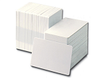 104523-010 Zebra white PVC cards, 10 mil PVC adhesive back with 14 mil Mylar release liner, 24 mil total thickness (500 cards)