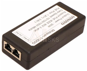 1000634333 Инжектор/ OSNOVO PoE-инжектор Gigabit Ethernet на 1 порт, мощность PoE - до 30W