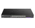 D-Link DGS-1250-28XMP/A1A, L2 Smart Switch with 24 10/100/1000Base-T ports and 4 10GBase-X SFP+ ports (24 PoE ports 802.3af/802.3at (30 W), PoE Budge