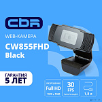 CBR CW 855FHD Black, Веб-камера с матрицей 3 МП, разрешение видео 1920х1080, USB 2.0, встроенный микрофон с шумоподавлением, фикс.фокус, крепление на