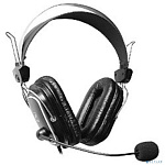 A4Tech HS-50,Черный(серебристые вставки) {Гарнитура стерео, монитор типа, закрытые, рег громкости, 20-20000Гц 32 Ом 97дБ, микр подвижн, кабель 2, 3.