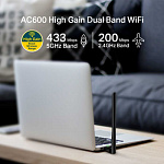 1141891 Сетевой адаптер Wi-Fi TP-Link Archer T2U Plus AC600 USB 2.0 (ант.внеш.несъем.) 1ант.