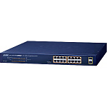 1000670207 коммутатор/ PLANET GSW-1820HP 16-Port 10/100/1000T 802.3at PoE + 2-Port 1000X SFP Ethernet Switch (240W PoE Budget, Standard/VLAN/Extend mode)