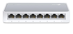 Коммутатор TP-Link TL-SF1008D, 8-портовый 10/100 Мбит/с мини настольный , 8 портов RJ45 10/100 Мбит/с, пластиковый корпус