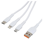 3224549 Кабель USB (M)-LIGHTNING/ MICROUSB 3IN1 WHITE 1M GOPOWER