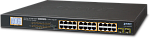 1000467289 коммутатор/ PLANET 24-Port 10/100/1000T 802.3at PoE + 2-Port 1000SX SFP Gigabit Switch with LCD PoE Monitor (300W PoE Budget, Standard/VLAN/Extend