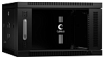 Cabeus SH-05F-6U60/45-BK Шкаф телекоммуникационный настенный 19" 6U 600x450x368mm (ШхГхВ) дверь стекло, цвет черный (RAL 9004)