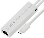 1000545420 Greenconnect USB 3.1 Type C -> Ethernet RJ-45 F Lan Card + USB 2.0-разветвитель на 3 порта, сетевой адаптер, белый, GCR-UC2CL02